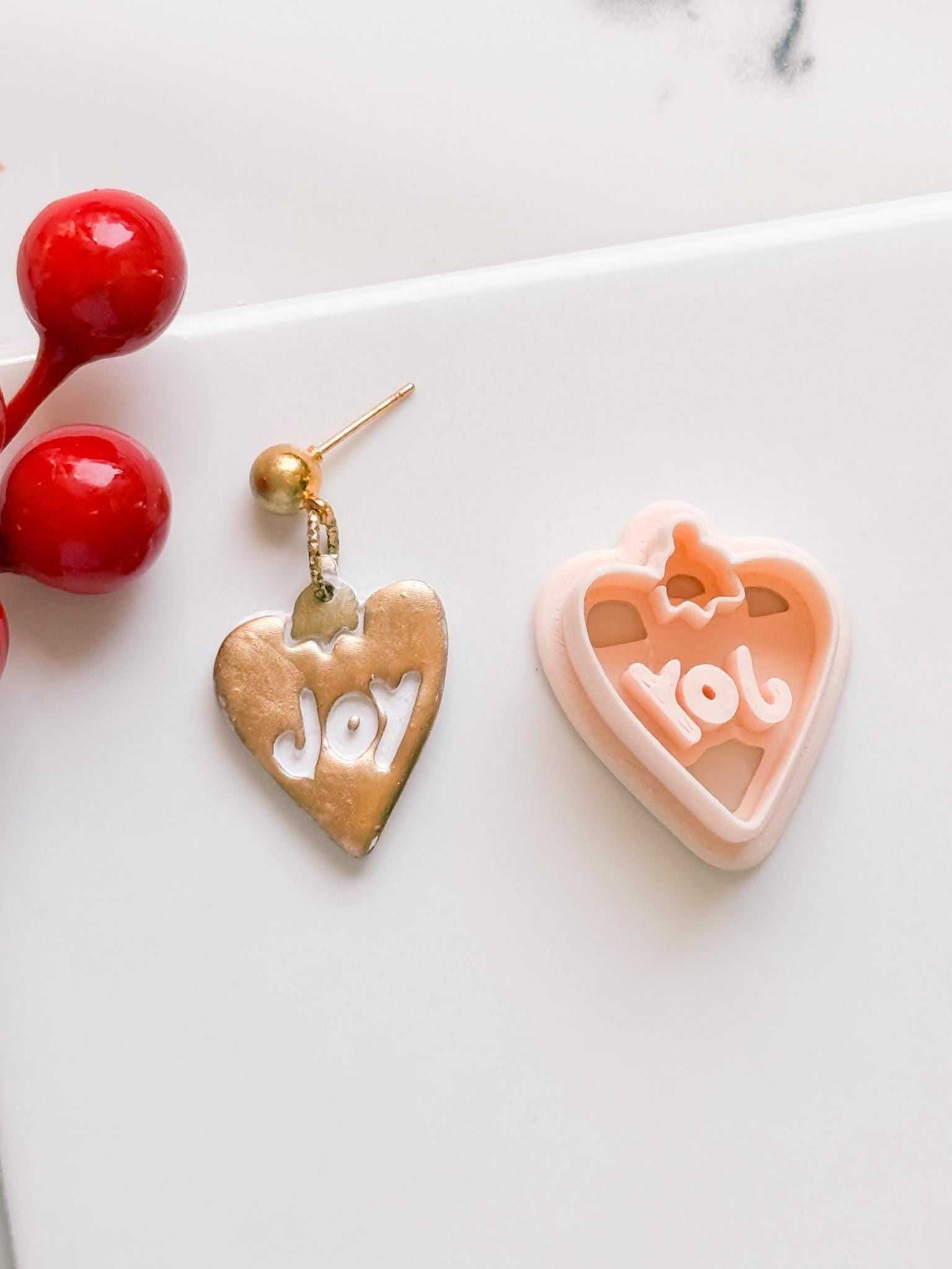 Winter Fairy Joy Heart Polymer Clay Cutter Set Holiday Earrings & Jewelry