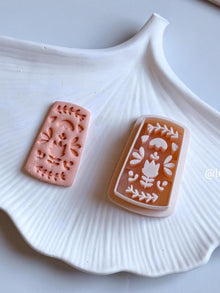 Folk Floral Rectangle Polymer Clay Cutter Imprint Earring Cutter