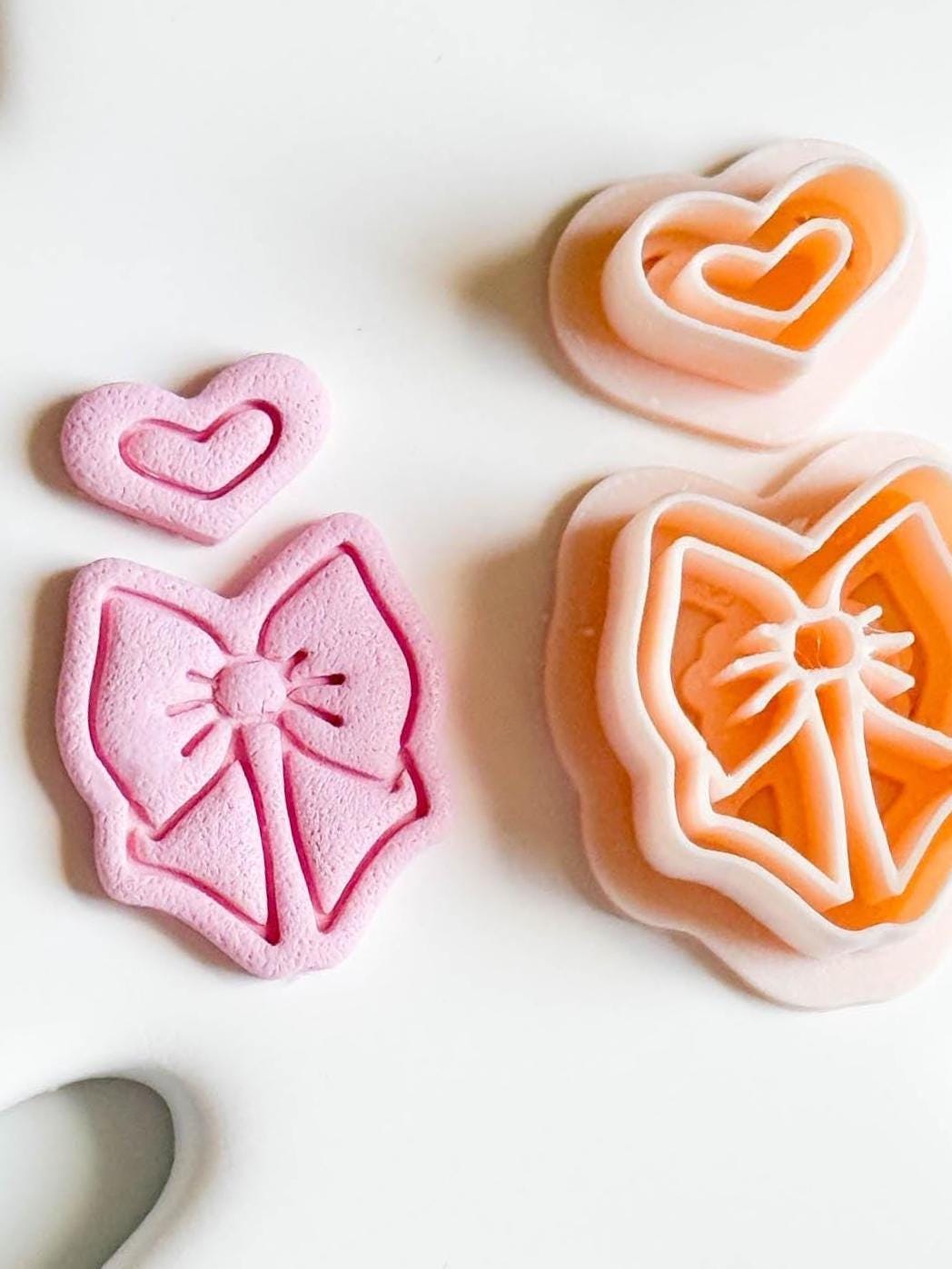 Bow & Heart Cutter Set Imprint Polymer Clay Earring Cutter | 38, 45, 54 mm