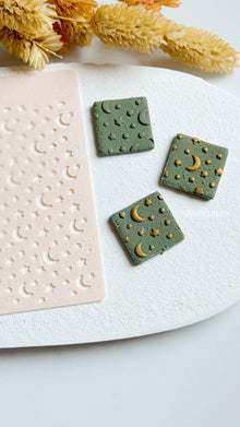 Celestial Moon and Star Stencil: Polymer Clay Jewelry Template