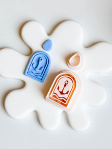 Arched Anchor Cutter with Waves Nautical Polymer Clay Earring Cutter