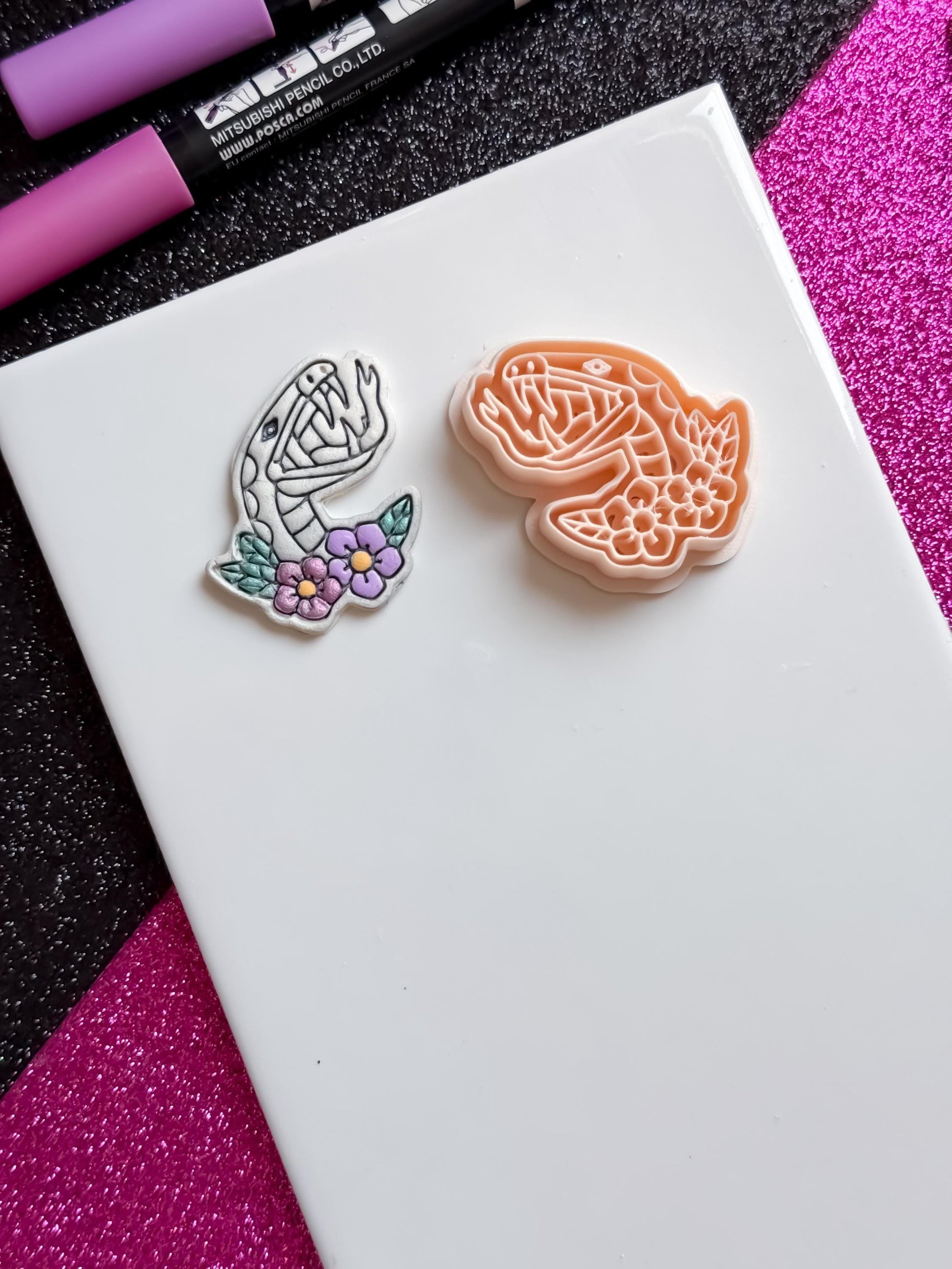 Venom Bloom Snake Cutter 38 mm & 45 mm Floral Fang Polymer Clay Earring Tool