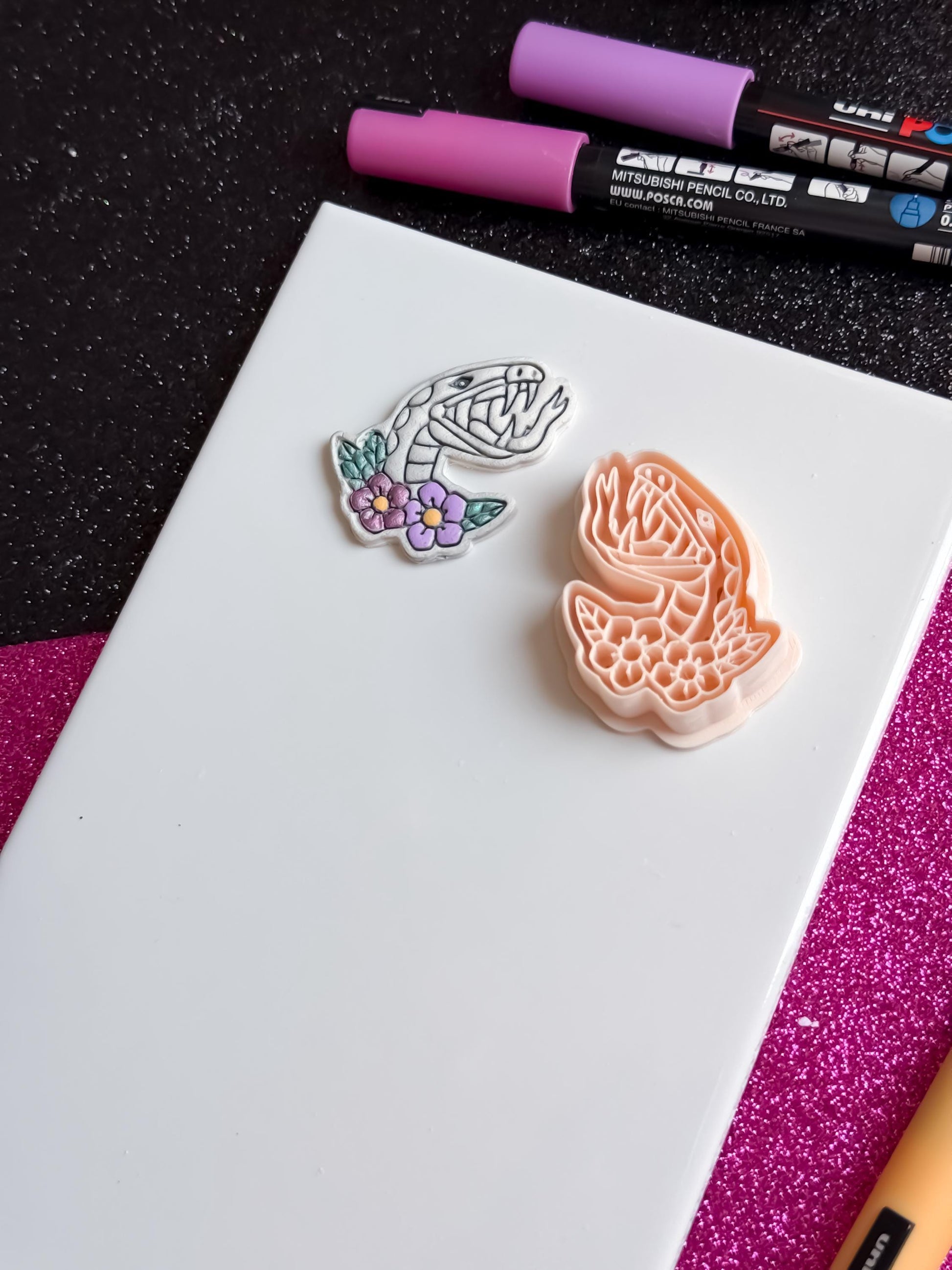 Venom Bloom Snake Cutter 38 mm & 45 mm Floral Fang Polymer Clay Earring Tool