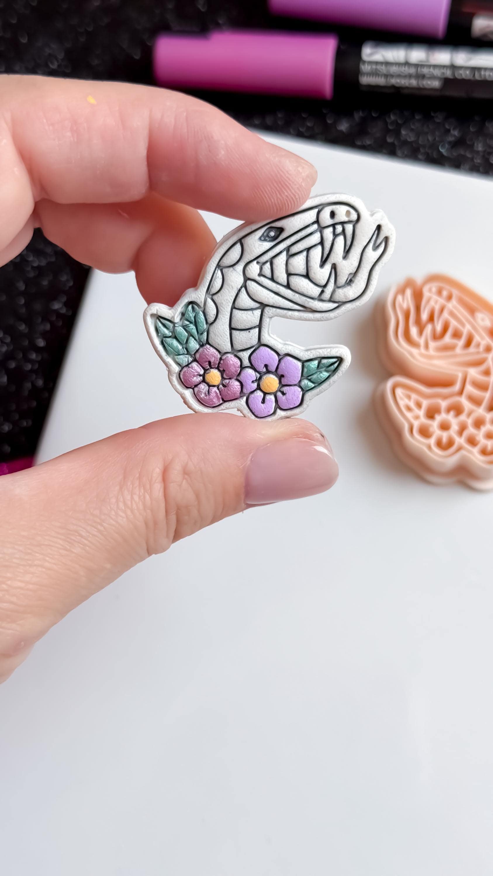 Venom Bloom Snake Cutter 38 mm & 45 mm Floral Fang Polymer Clay Earring Tool