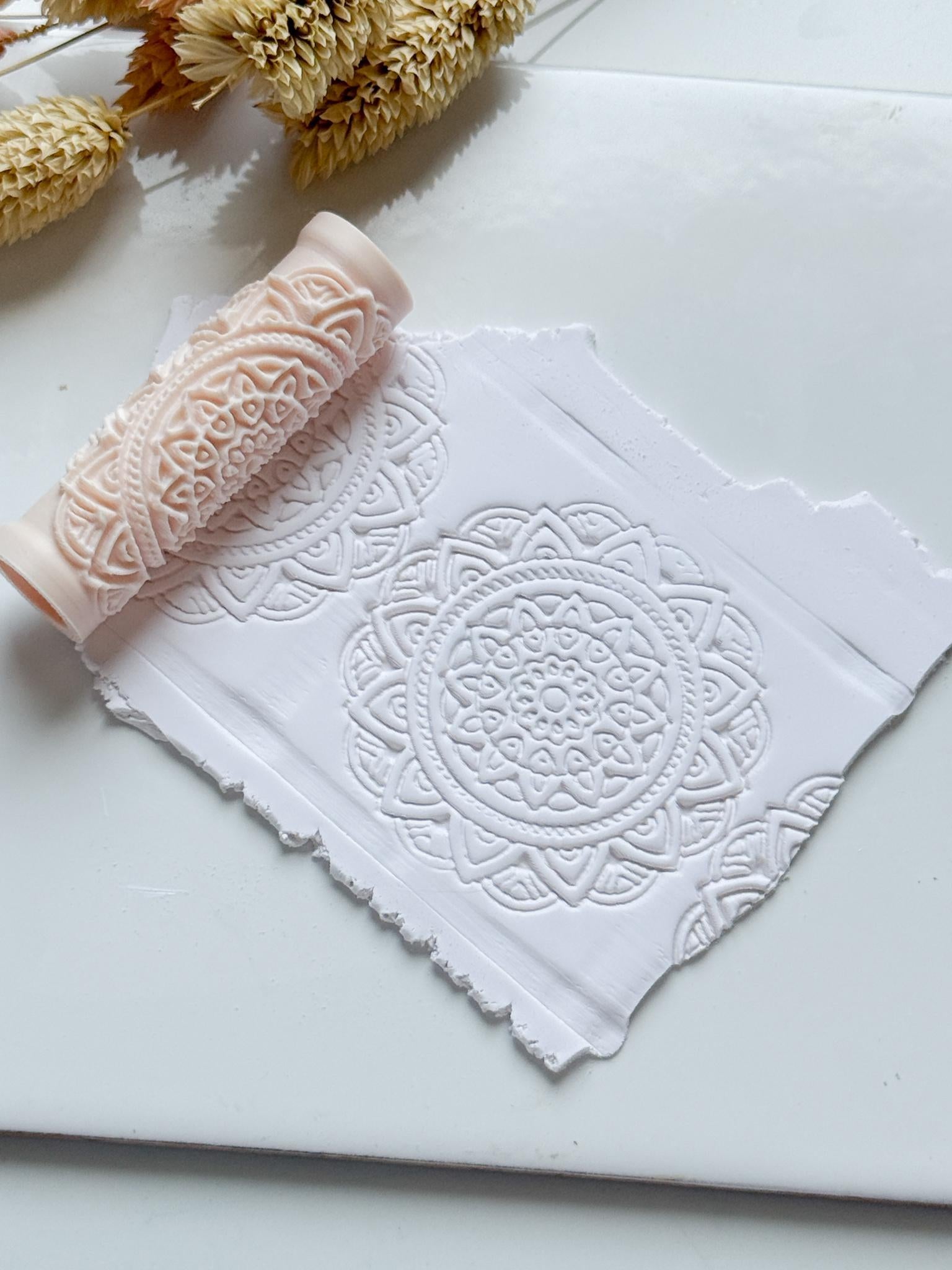 Mandala Circle Floral Polymer Clay Roller Embossing Texture Tool