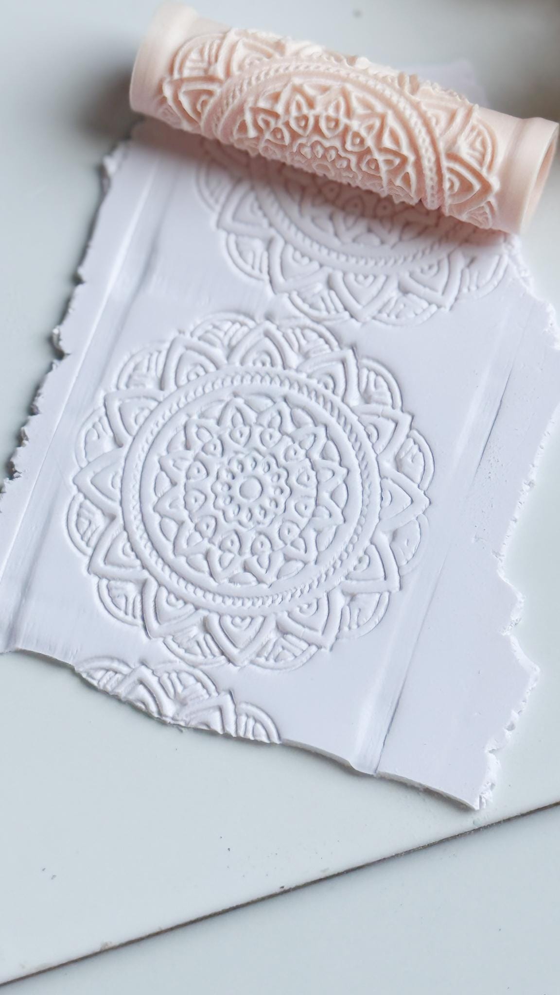 Mandala Circle Floral Polymer Clay Roller Embossing Texture Tool