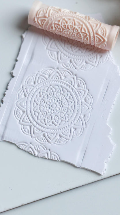 Mandala Circle Floral Polymer Clay Roller Embossing Texture Tool