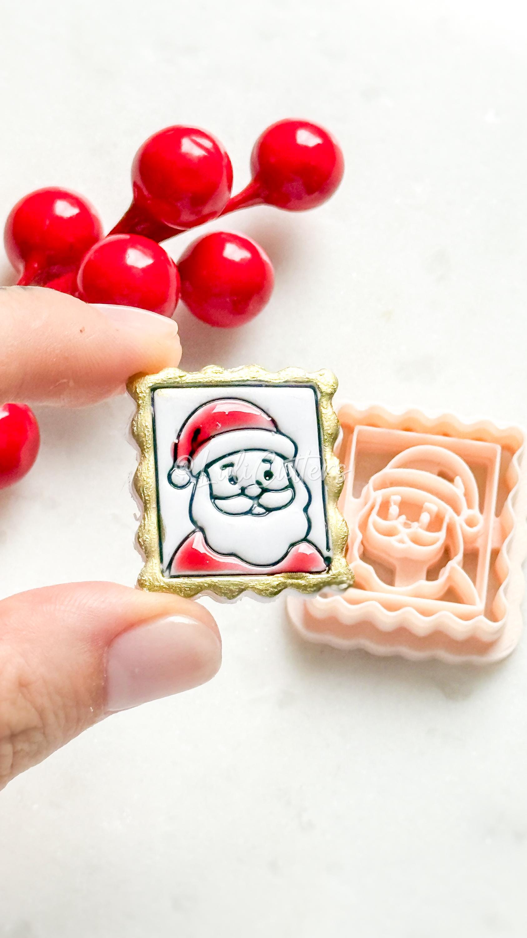 Santa Portrait Clay Cutter: Christmas Ornament Earring Design
