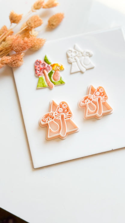 Mushroom Triangle Clay Cutter: Geometric Fungi Mold, Cottagecore Style (38 & 44 mm)