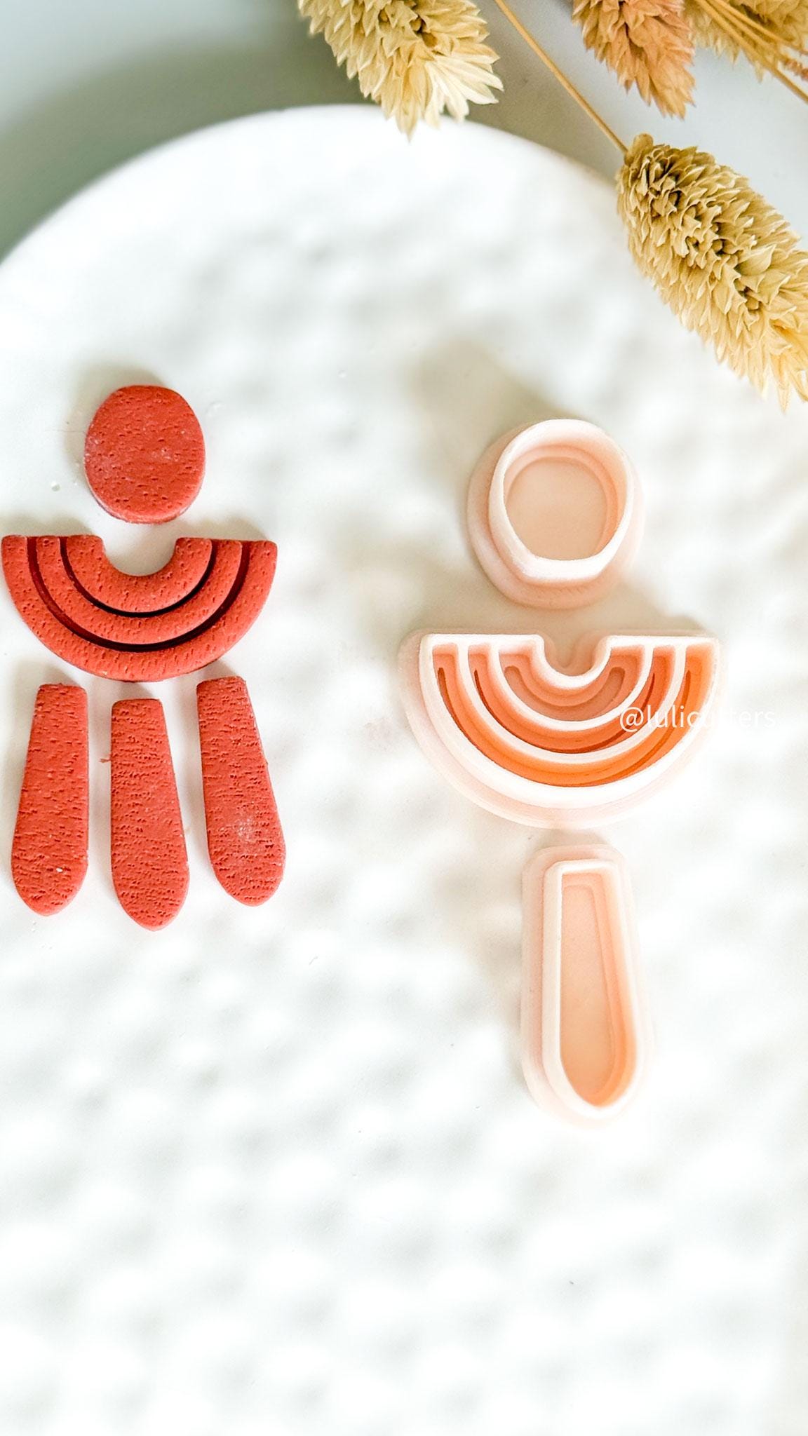 Geometric Clay Earring Cutter Set Circle, Arch, and Drop Design