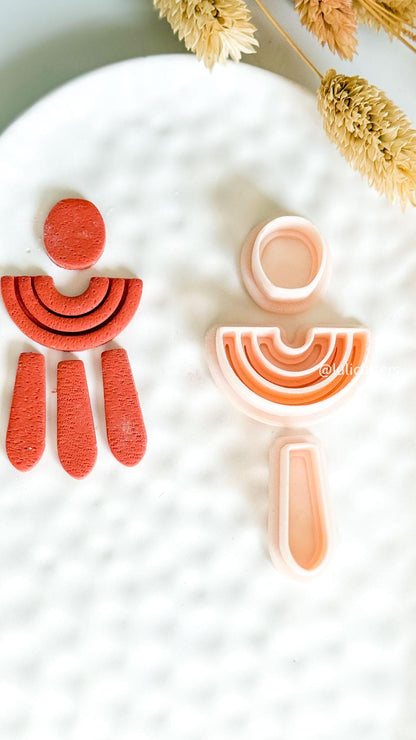 Geometric Clay Earring Cutter Set Circle, Arch, and Drop Design