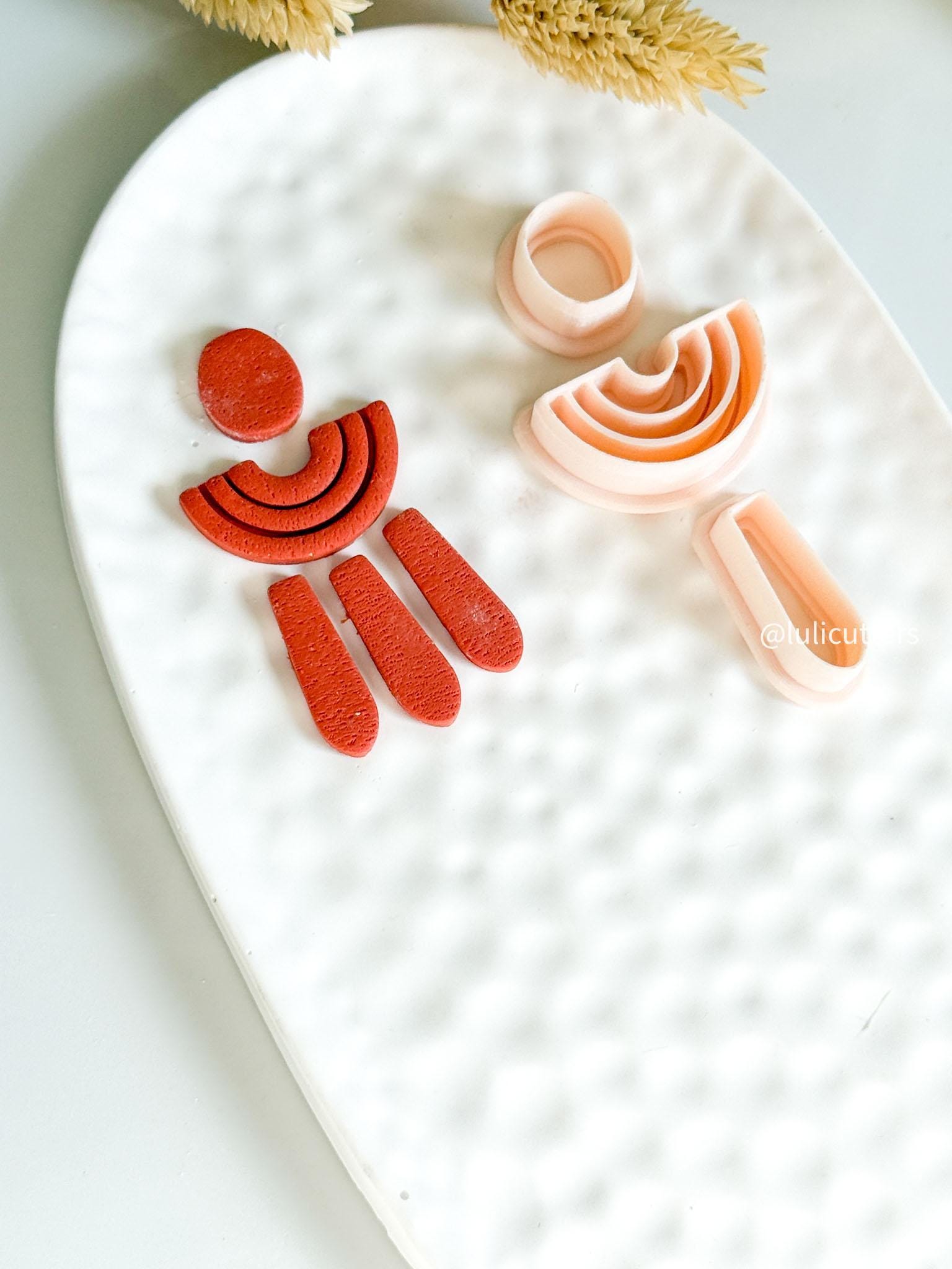 Geometric Clay Earring Cutter Set Circle, Arch, and Drop Design