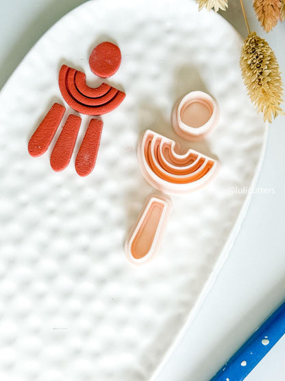 Geometric Clay Earring Cutter Set Circle, Arch, and Drop Design
