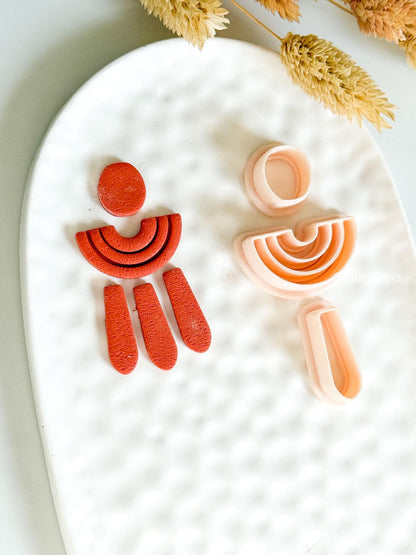 Geometric Clay Earring Cutter Set Circle, Arch, and Drop Design
