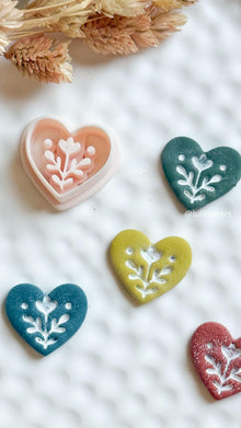 Nordic Folk Heart Floral Polymer Clay Earring Cutter