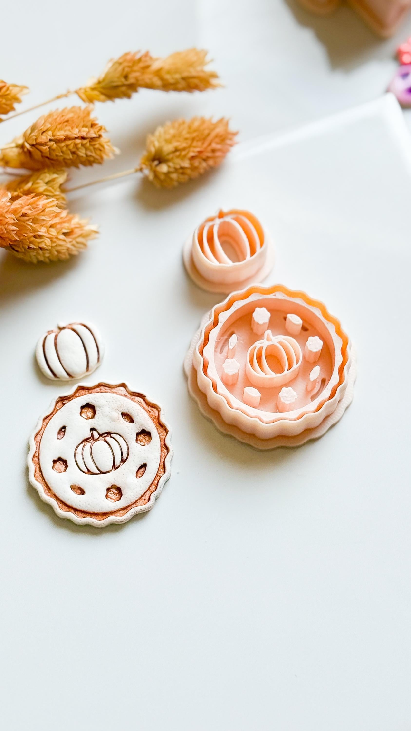 Pumpkin Pie Polymer Clay Cutter Set: Autumn Floral Earring Mold