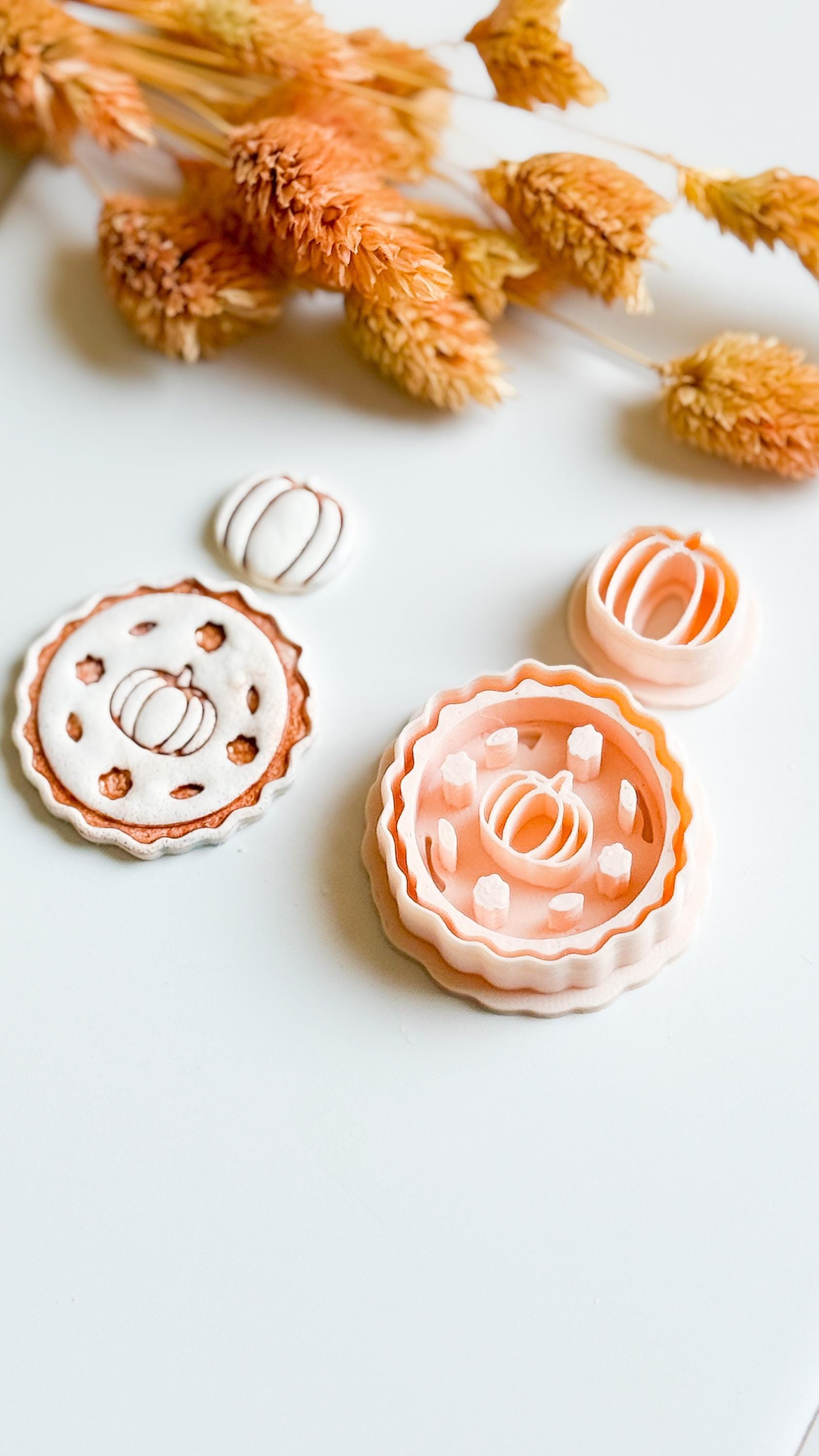 Pumpkin Pie Polymer Clay Cutter Set: Autumn Floral Earring Mold