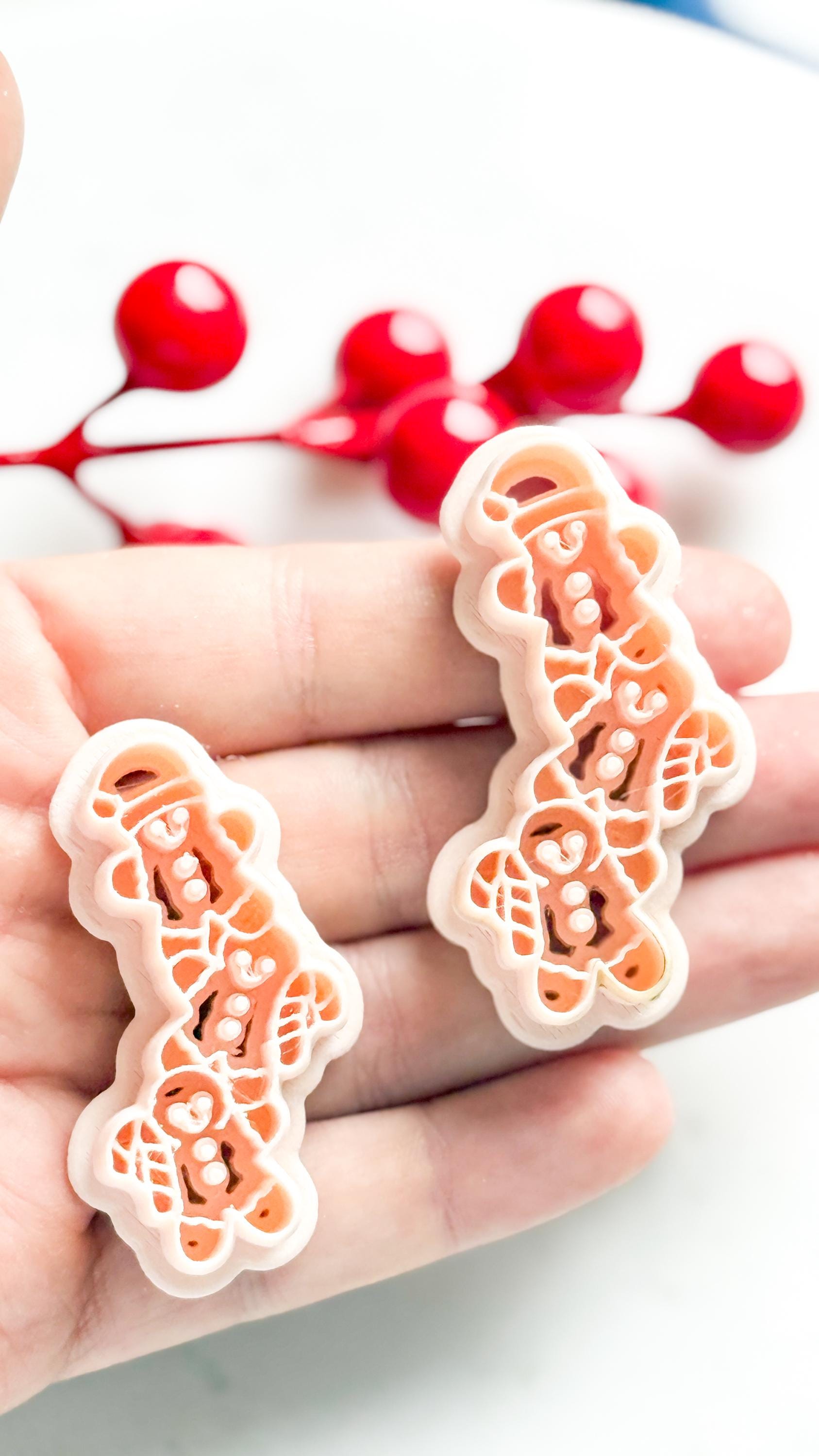 Gingerbread Trio with Gifts Clay Cutter Set – Christmas Polymer Clay Cookie Shape