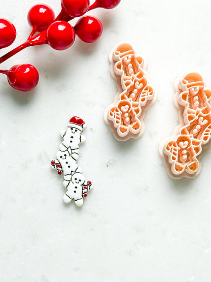 Gingerbread Trio with Gifts Clay Cutter Set – Christmas Polymer Clay Cookie Shape