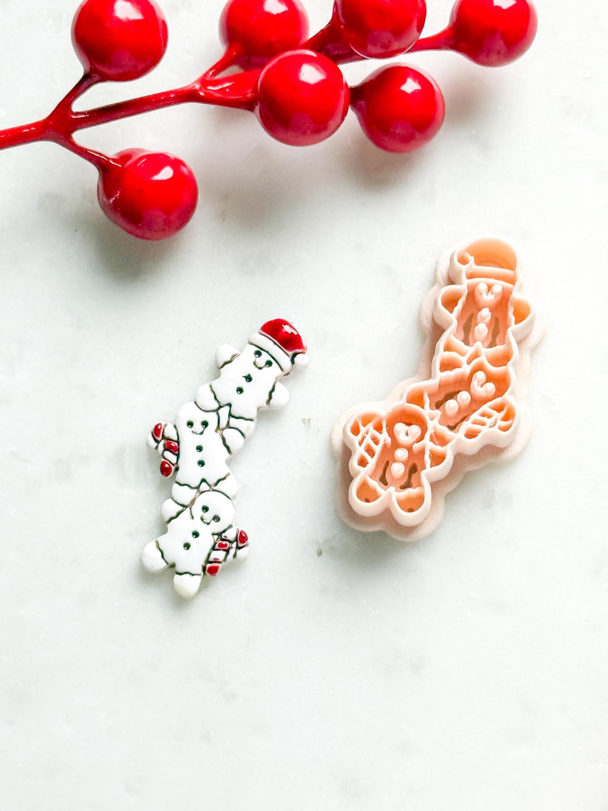 Gingerbread Trio with Gifts Clay Cutter Set – Christmas Polymer Clay Cookie Shape