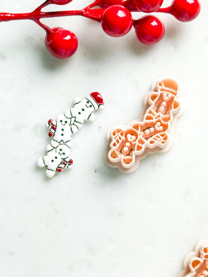 Gingerbread Trio with Gifts Clay Cutter Set – Christmas Polymer Clay Cookie Shape