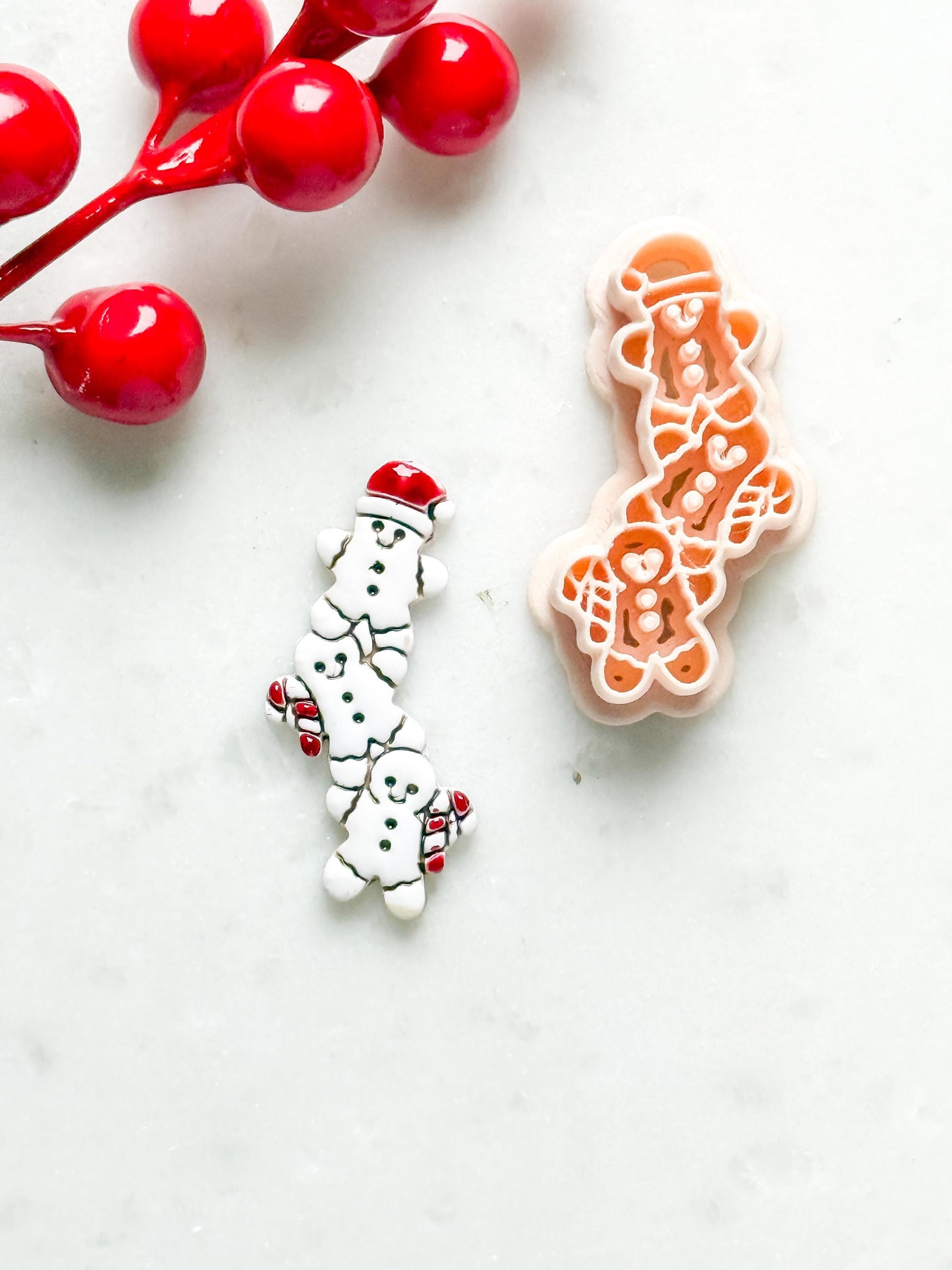 Gingerbread Trio with Gifts Clay Cutter Set – Christmas Polymer Clay Cookie Shape