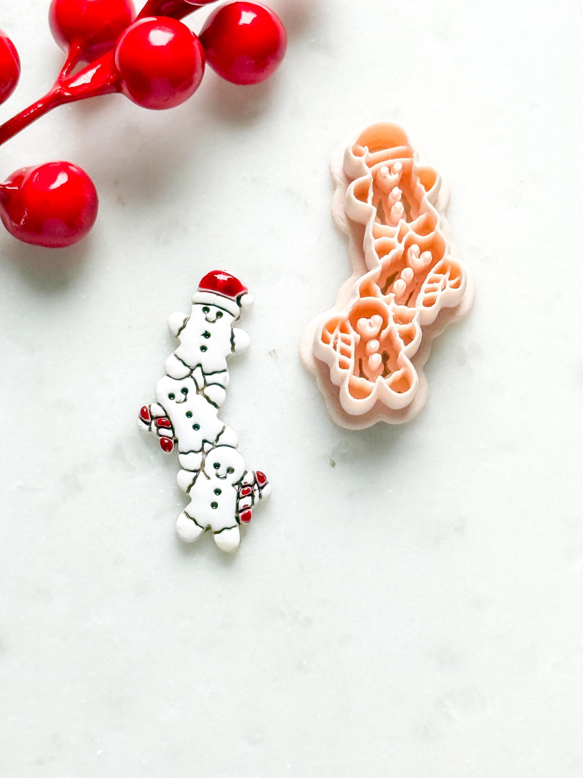 Gingerbread Trio with Gifts Clay Cutter Set – Christmas Polymer Clay Cookie Shape