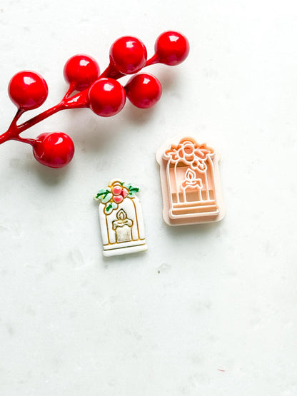 Christmas Candle Polymer Clay Cutter Holiday Window Embossed Shape