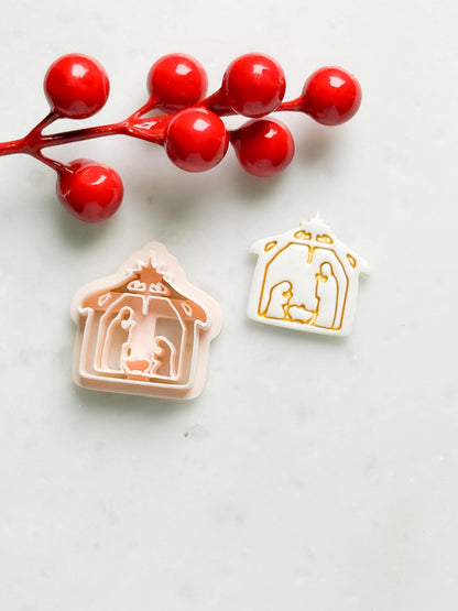 Nativity Scene Polymer Clay Cutter – Holy Family Jesus Ornament