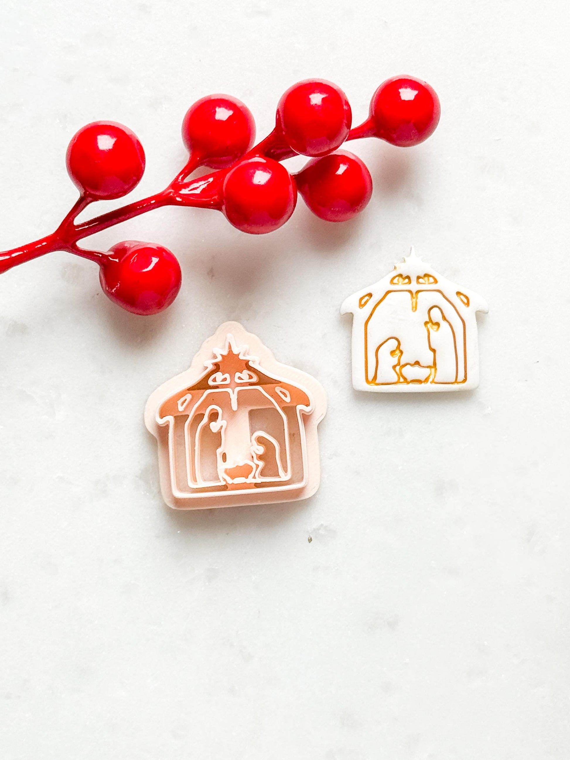 Nativity Scene Polymer Clay Cutter – Holy Family Jesus Ornament