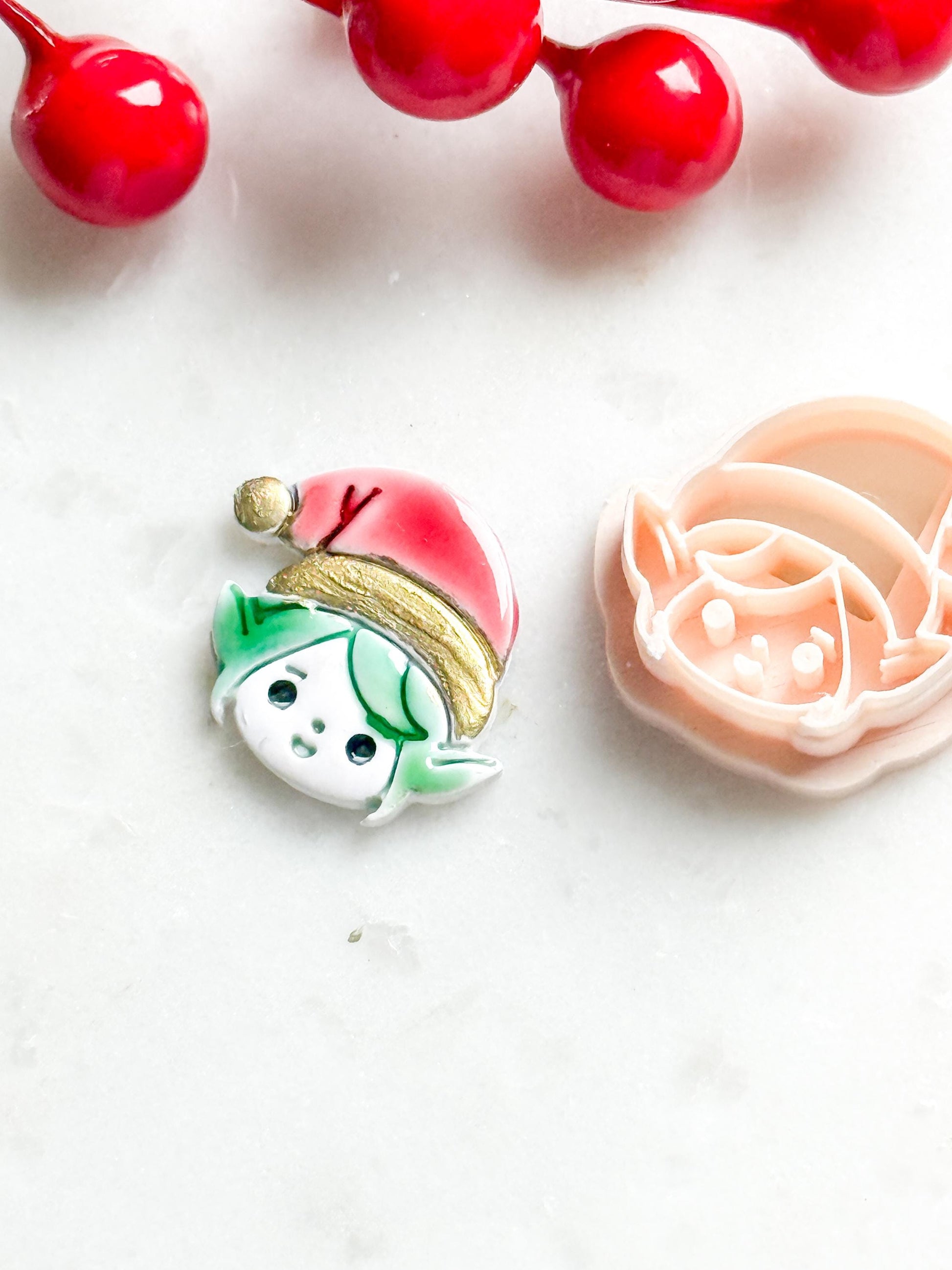 Christmas Elf Polymer Clay Cutter Holiday Embossed Earring Shape