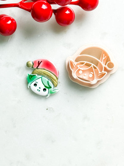 Christmas Elf Polymer Clay Cutter Holiday Embossed Earring Shape