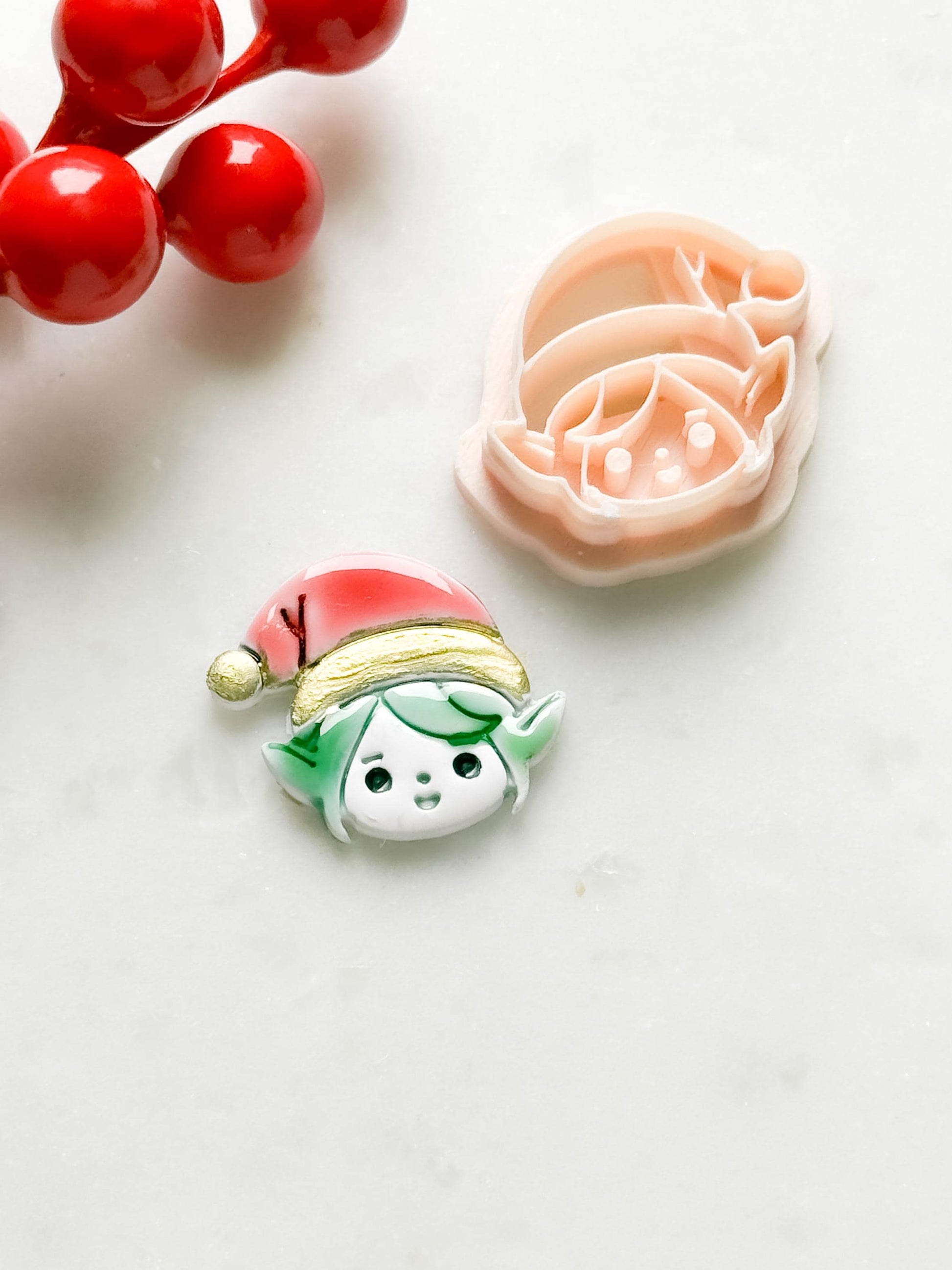 Christmas Elf Polymer Clay Cutter Holiday Embossed Earring Shape