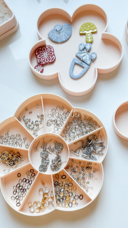 Flower Sectioned Jewelry Tray – Organizer with Compartments for Clay Cutters & Earrings