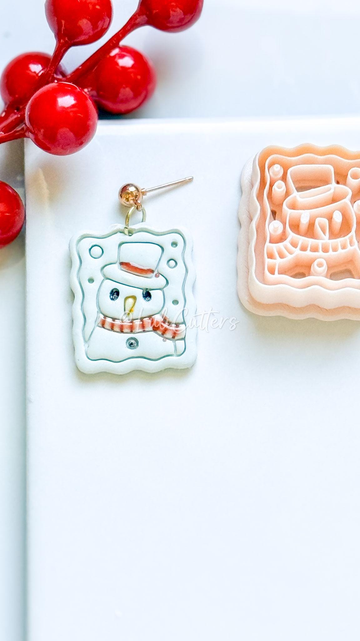 Snowman Polymer Clay Cutter Rectangular Winter Holiday Design with Scarf & Hat