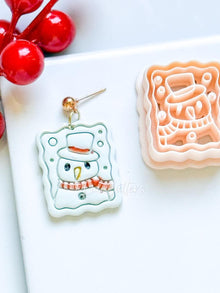 Snowman Polymer Clay Cutter Rectangular Winter Holiday Design with Scarf & Hat