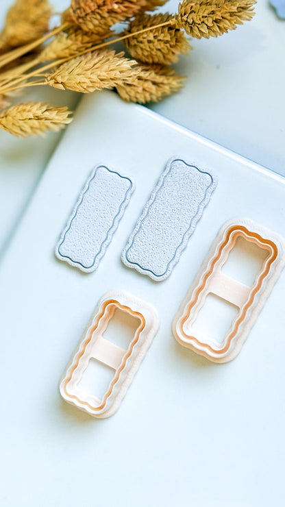 Scalloped Bar Polymer Clay Cutter: Wavy Rectangle Jewelry Tool