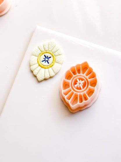 Polymer Clay Floral Medallion Cutter Sunburst Petal Design