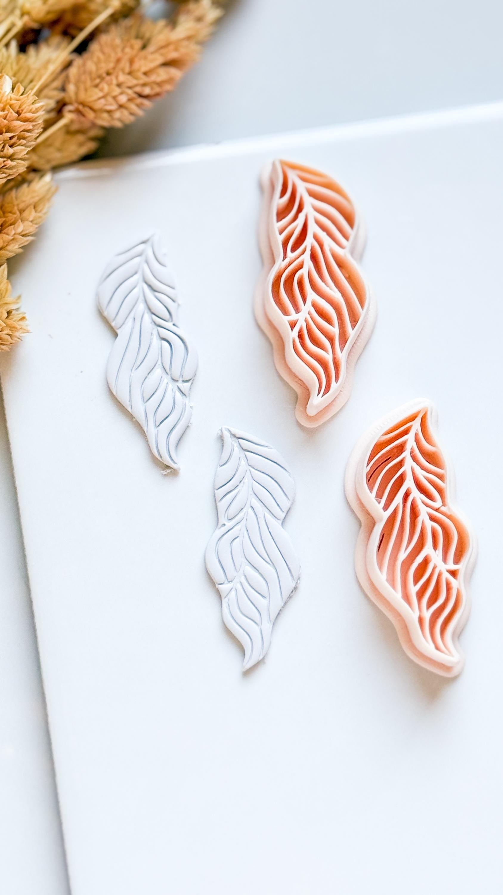 Leaf Polymer Clay Cutter with Vein Texture, Botanical Earring Shape