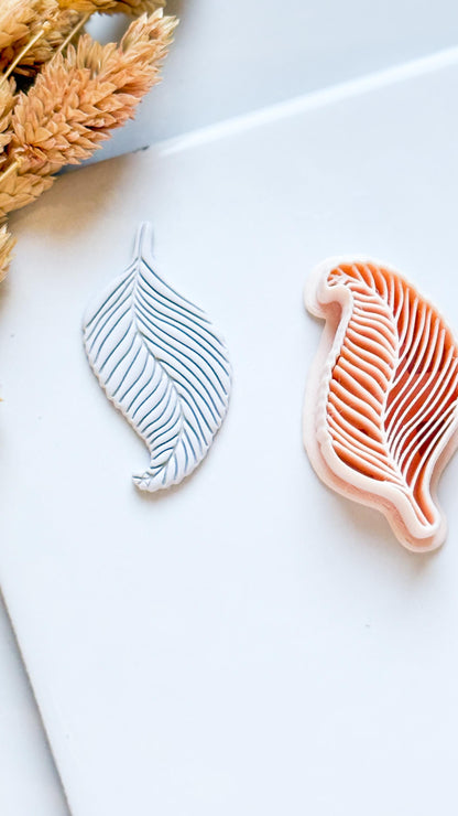 Curved Leaf Polymer Clay Cutter Embossed Botanical Earring Shape