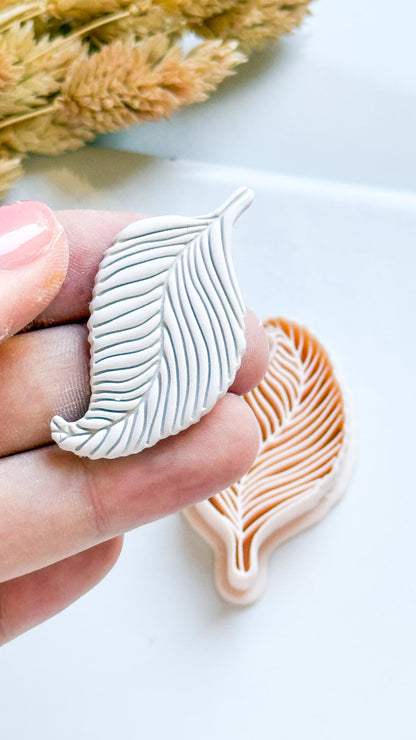 Curved Leaf Polymer Clay Cutter Embossed Botanical Earring Shape
