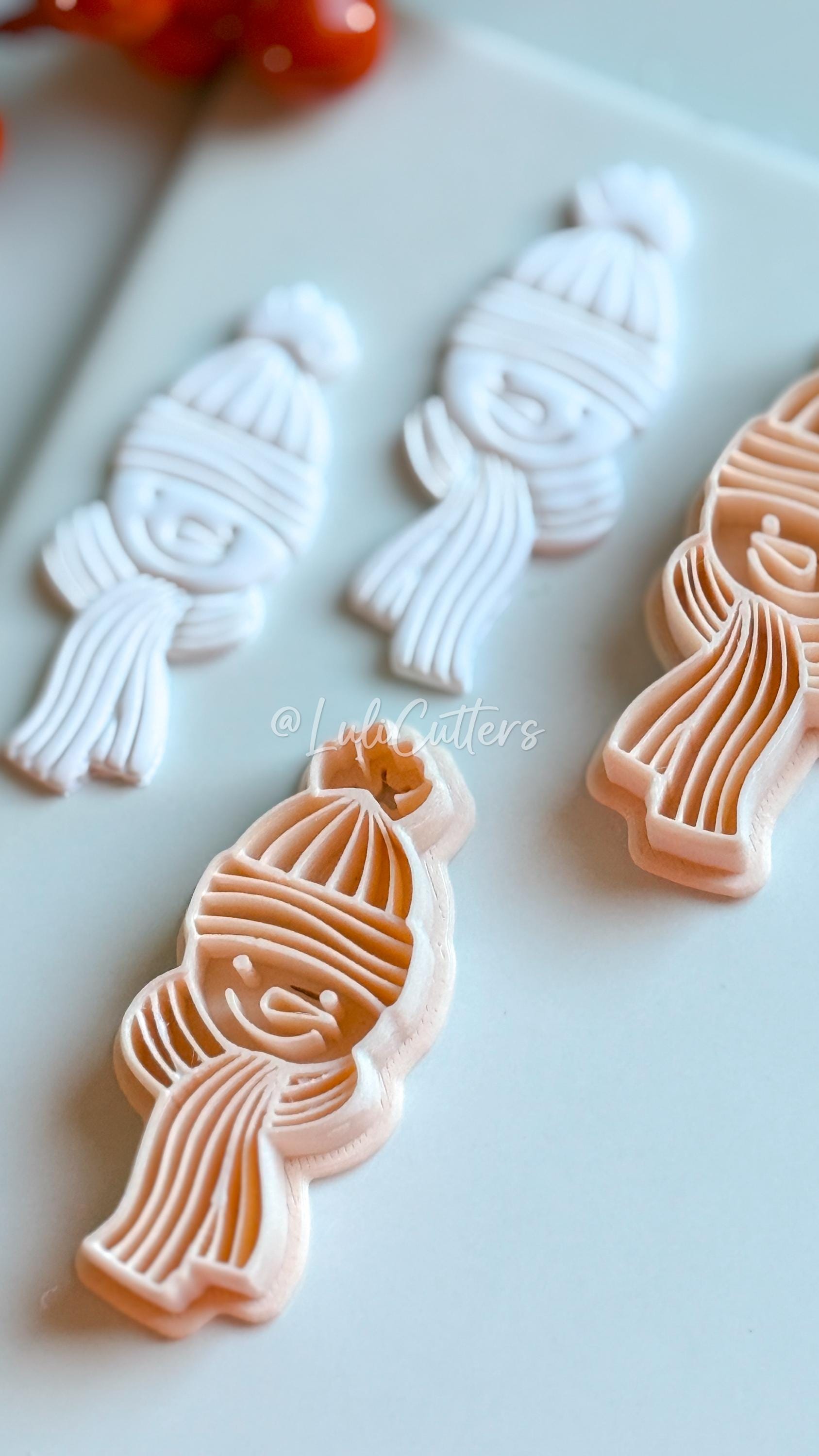 Snowman Clay Cutter: Beanie and Scarf Polymer Clay Embosser