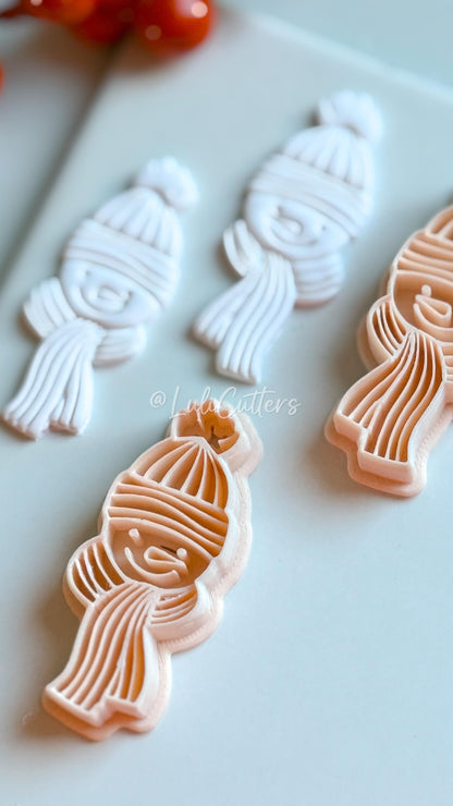 Snowman Clay Cutter: Beanie and Scarf Polymer Clay Embosser