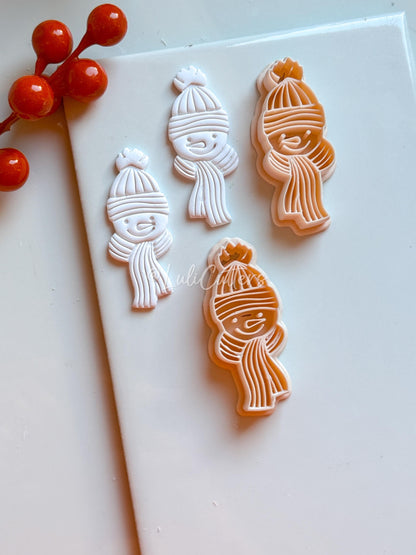 Snowman Clay Cutter: Beanie and Scarf Polymer Clay Embosser