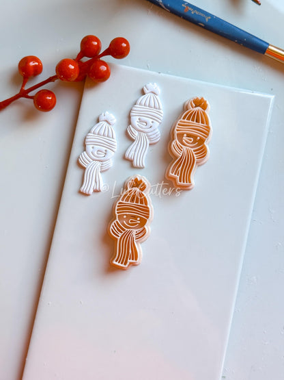 Snowman Clay Cutter: Beanie and Scarf Polymer Clay Embosser
