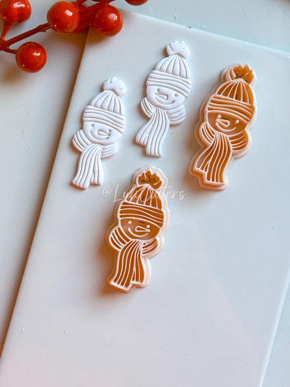 Snowman Clay Cutter: Beanie and Scarf Polymer Clay Embosser
