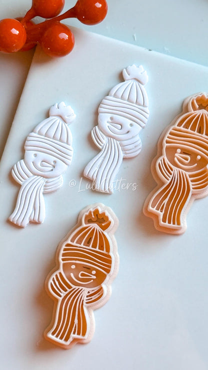 Snowman Clay Cutter: Beanie and Scarf Polymer Clay Embosser