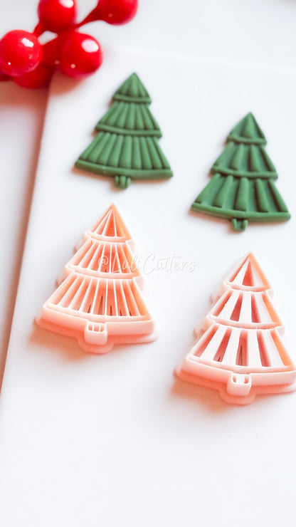 Ribbed Christmas Tree Clay Cutter Set for Earring and Ornaments