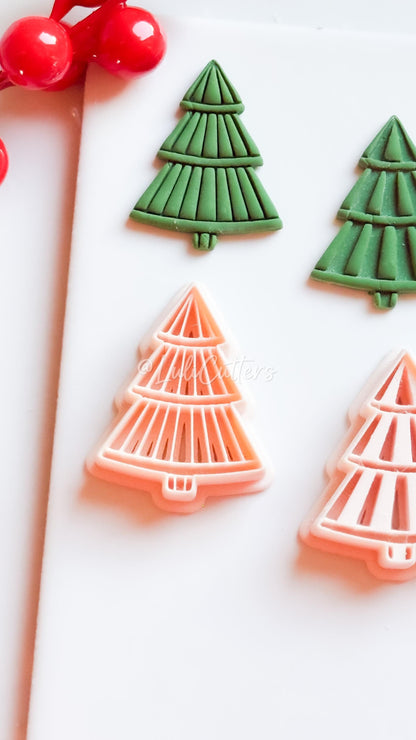 Ribbed Christmas Tree Clay Cutter Set for Earring and Ornaments