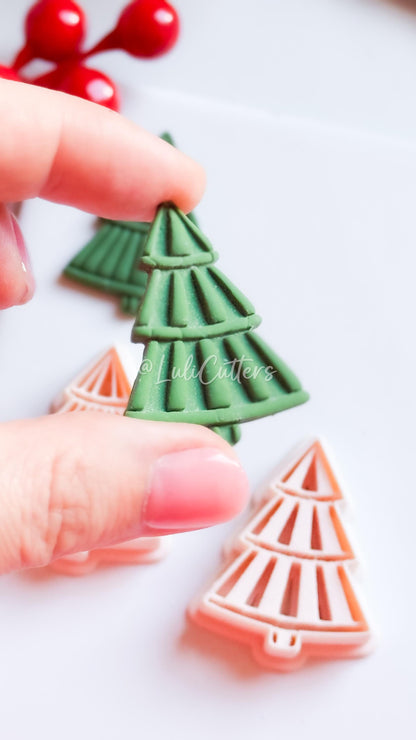Ribbed Christmas Tree Clay Cutter Set for Earring and Ornaments